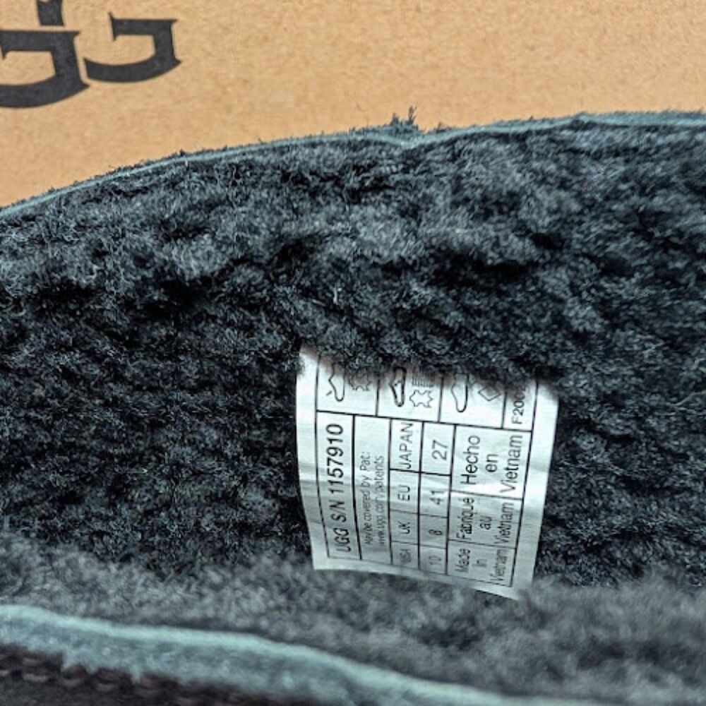 UGG Black Suede & Shearling New Heights Platform Mini Boots Women's Size 10 NIB - Picture 11 of 14